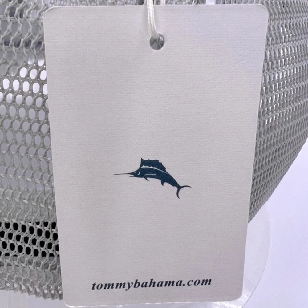 TOMMY BAHAMA CAP HAT, FRONT IS WHITE BACK IS GREY MESH & LOGO ADJ. STRAP, UNISEX